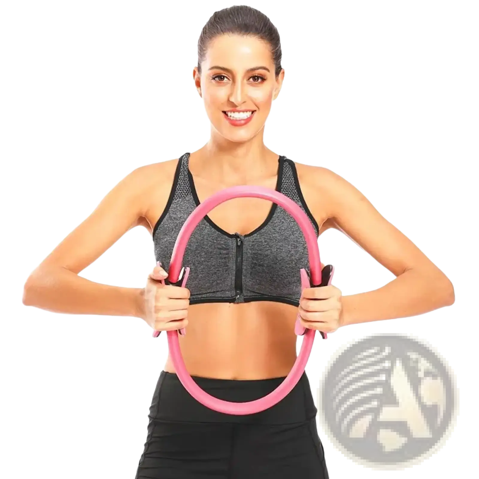 Pink pilates ring with padded handles made of foam for fitness magic circle yoga equipment use