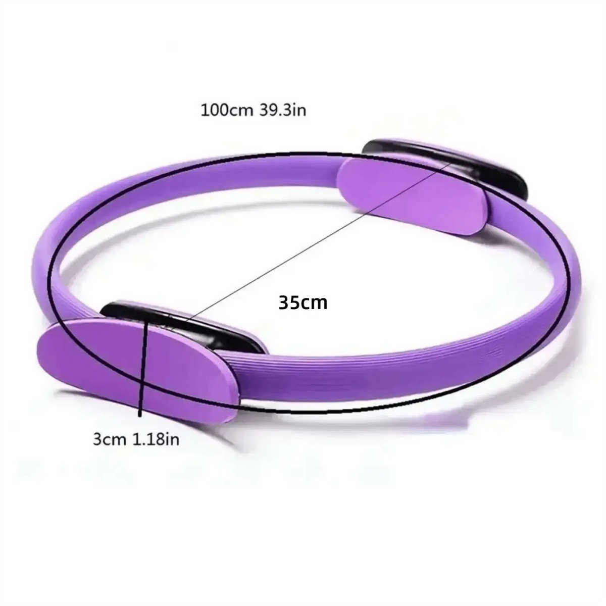 Purple pilates ring fitness resistance circle with black adjustable clasp for strength and flexibility training