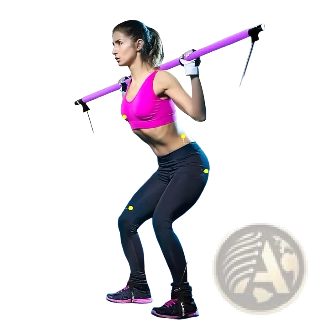 Purple resistance training bar with black handles and adjustable straps for pilates stick adjustable home workout bar
