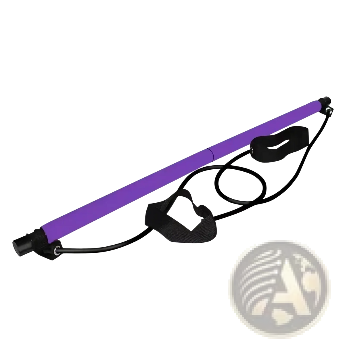 Purple violet pilates stick adjustable home workout bar with black elastic bands and adjustable wrist straps