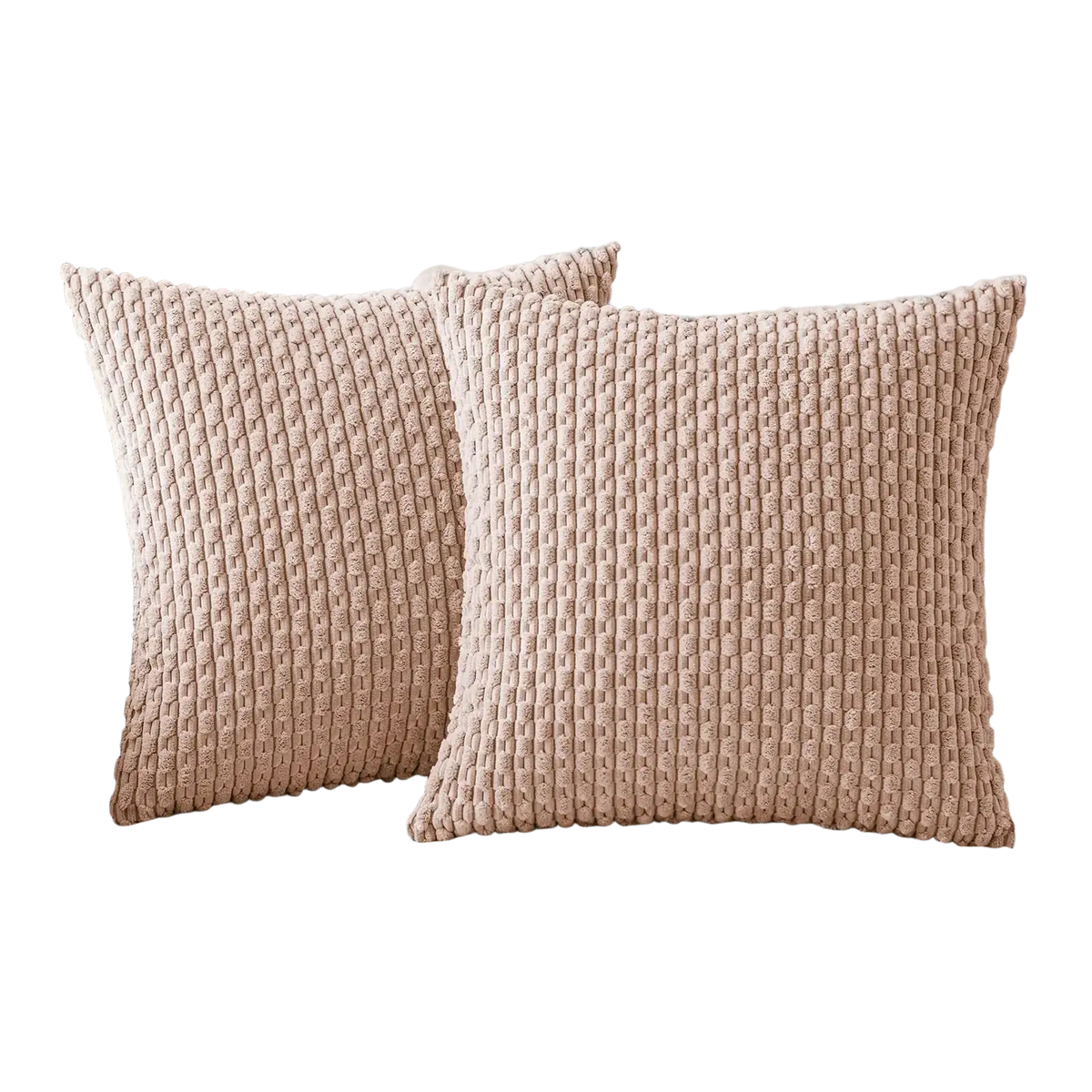 Beige textured pillow cover with woven corduroy pattern for home decor cushion cover 45x45cm cream color