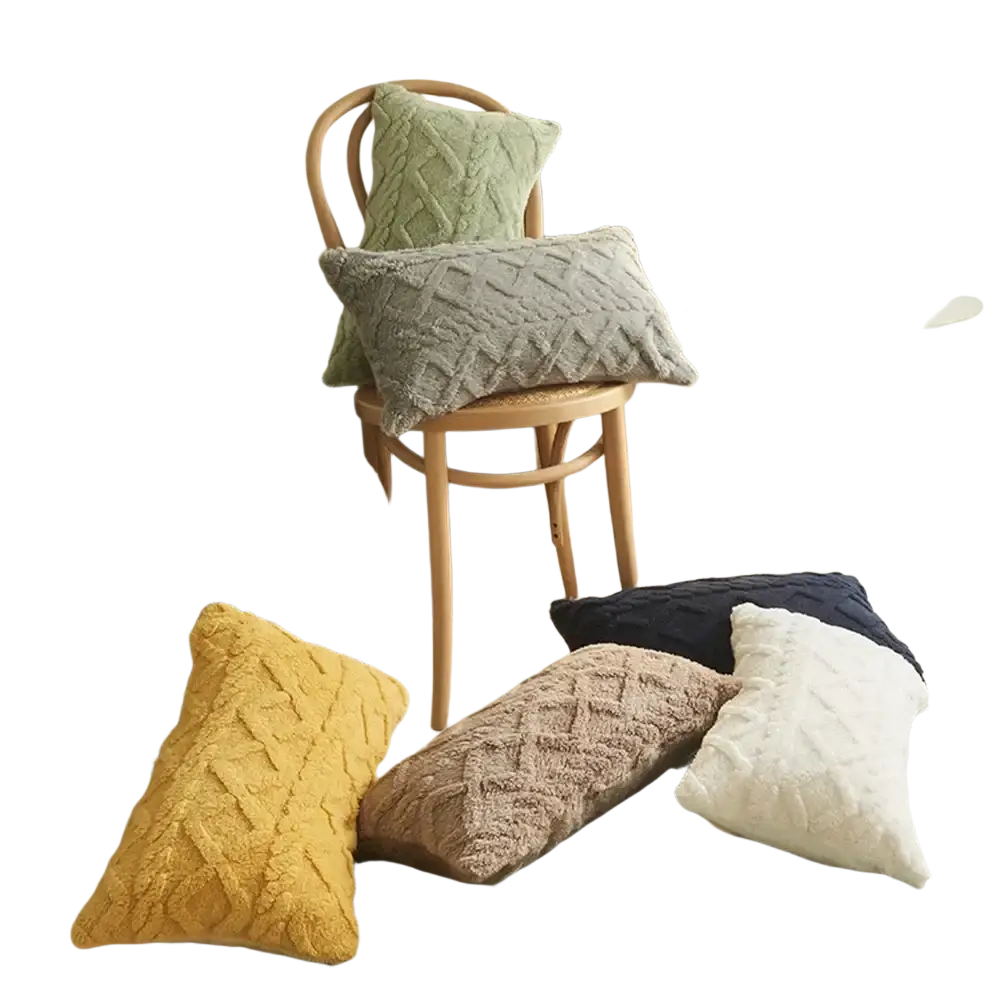 Cozy mustard yellow pillow cover 45x45cm with diamond-knit texture for decorative solid square pillows