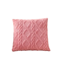 Pink plush throw pillow cover 45x45cm with a textured cable-knit pattern decorative solid square design
