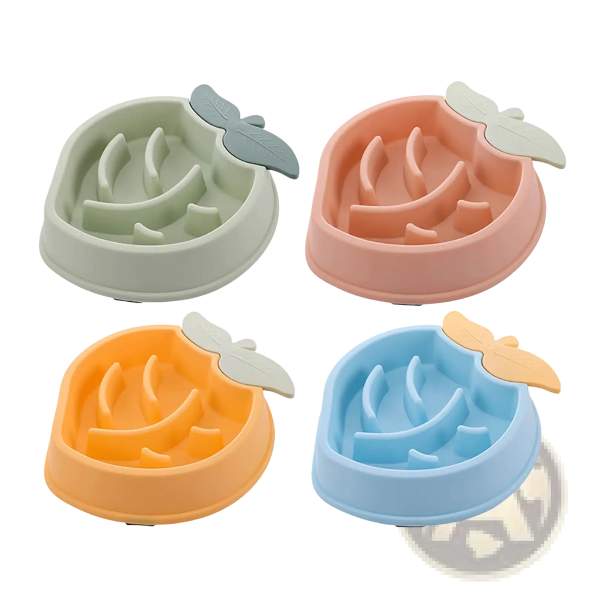Pastel-colored silicone pineapple slow feeder dog bowls with leaf accents for plastic pet dish use