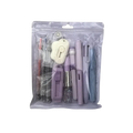 Pink 11 piece student stationery set in pastel lavender and light blue with pens scissors ruler in clear plastic bag