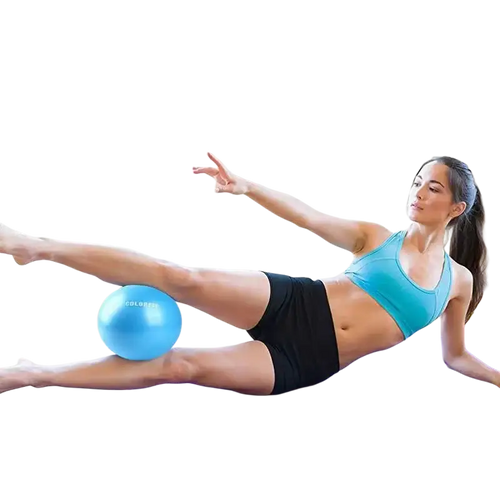 Blue colorfit pilates ball straw ball for fitness exercise in compact 25cm size suitable for yoga and pilates workouts