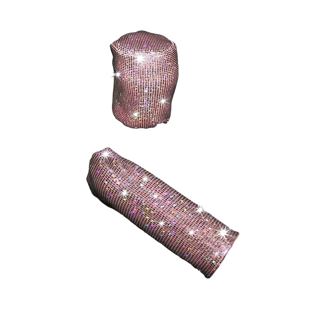 Pink bling steering wheel cover set with pink rhinestone-covered car gear shift and handbrake covers for stylish interior