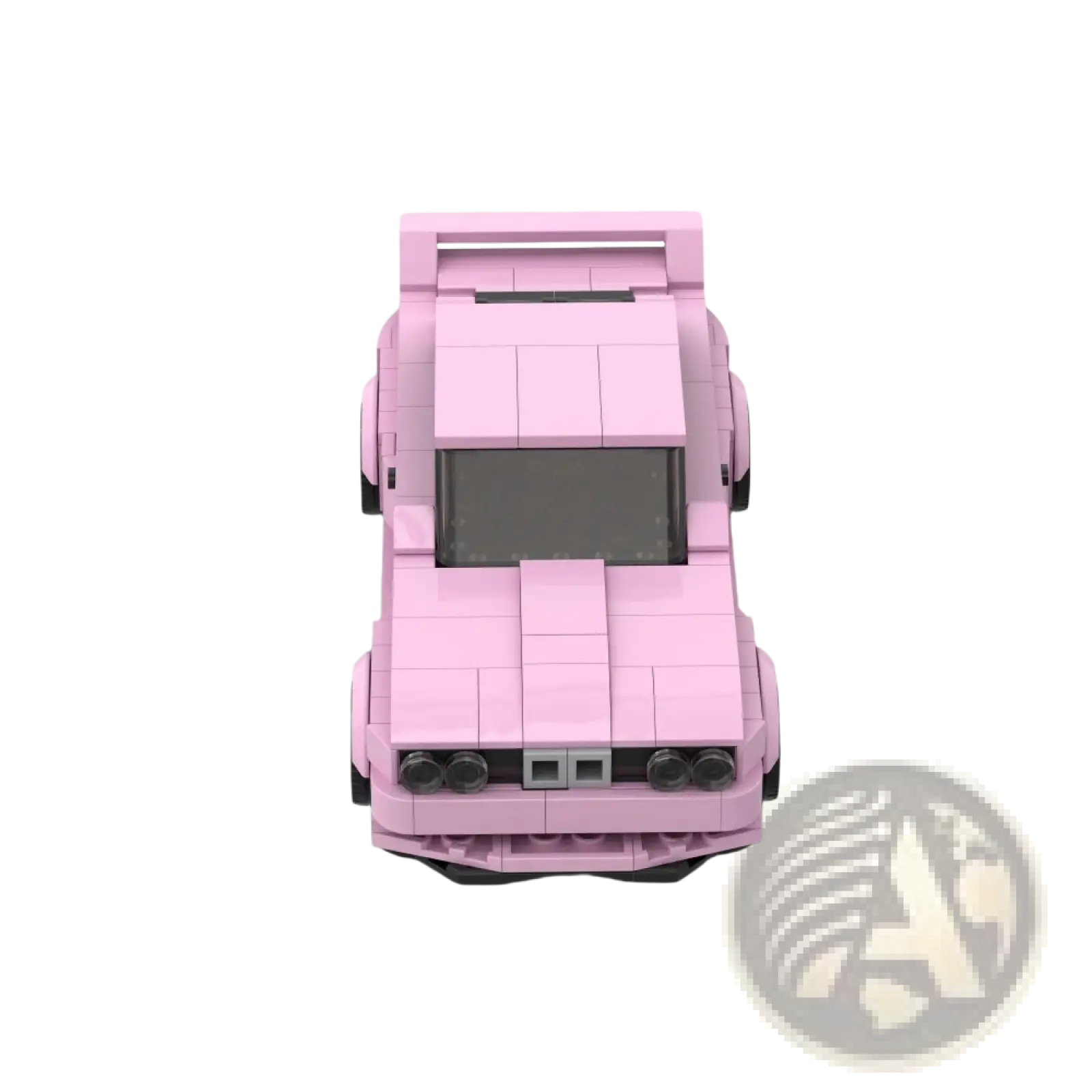 Pink bmw e30 m3 sports car building blocks 435pcs featuring a pink lego-built sleek aerodynamic design with black wheels