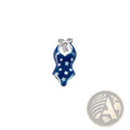 Blue enamel swimsuit charm with white star pattern and silver metal clasp from pink enamel love potion nail polish floating locket charms