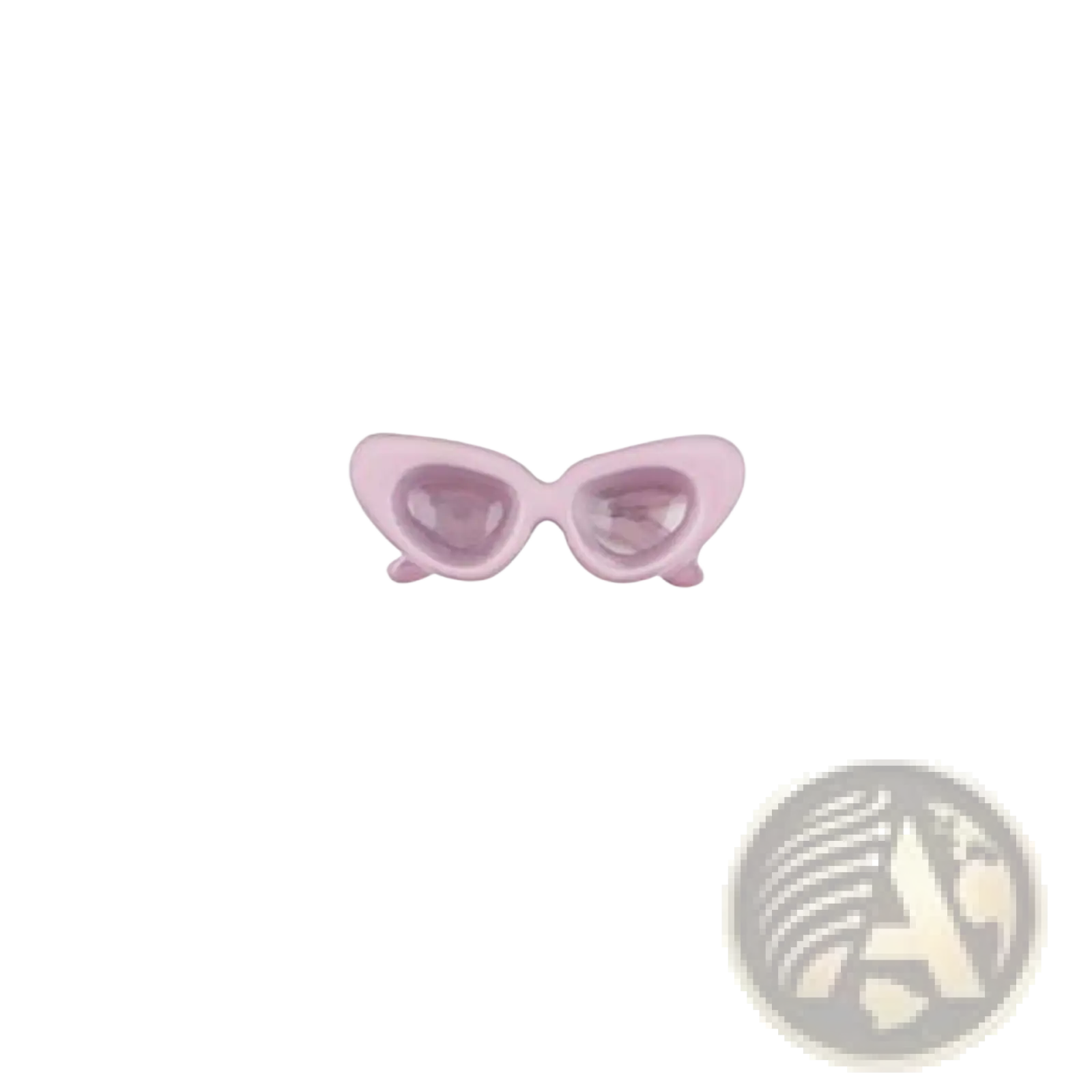 Pastel pink cat-eye sunglasses with clear lenses and rounded temple tips featured alongside pink enamel love potion and nail polish floating locket charms