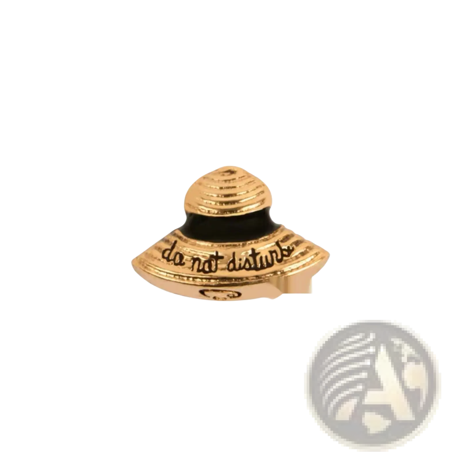 Gold-colored enamel do not disturb hat charm with black band and ridged texture for pink enamel love potion locket charms