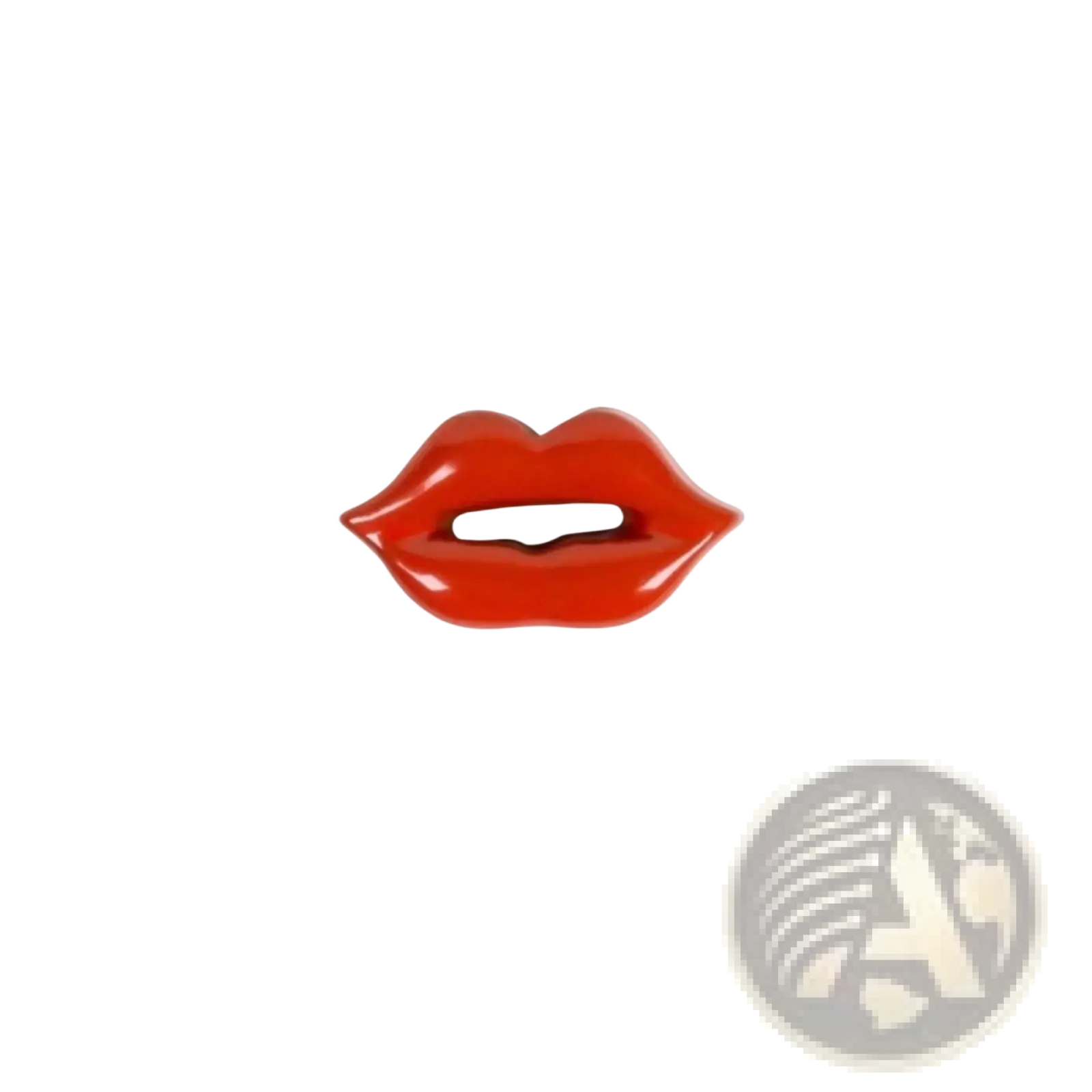 Vibrant red glossy lip-shaped brooch with smooth polished finish in pink enamel love potion and nail polish locket charms collection