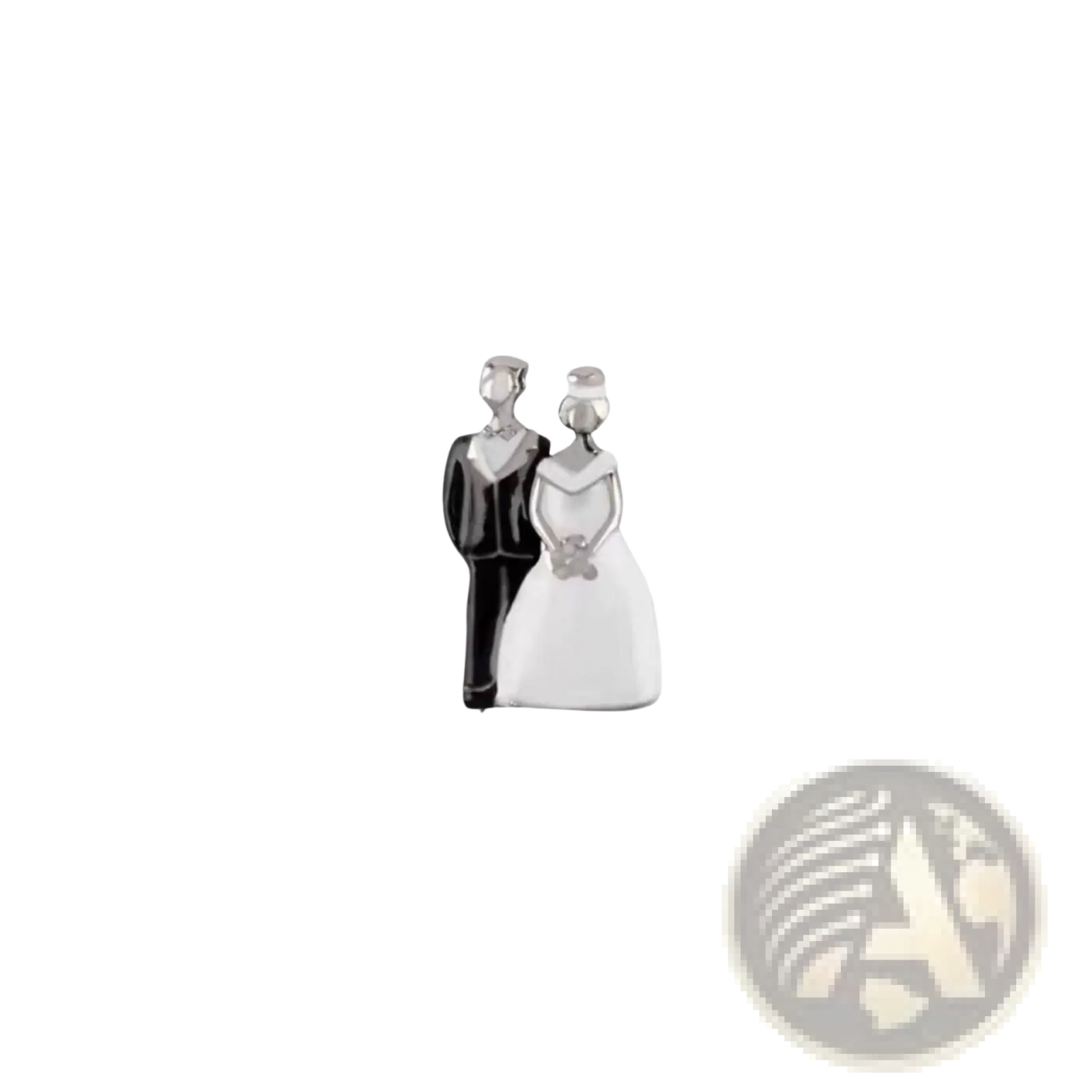 Silver and black ceramic wedding figurine featured with pink enamel love potion and nail polish floating locket charms