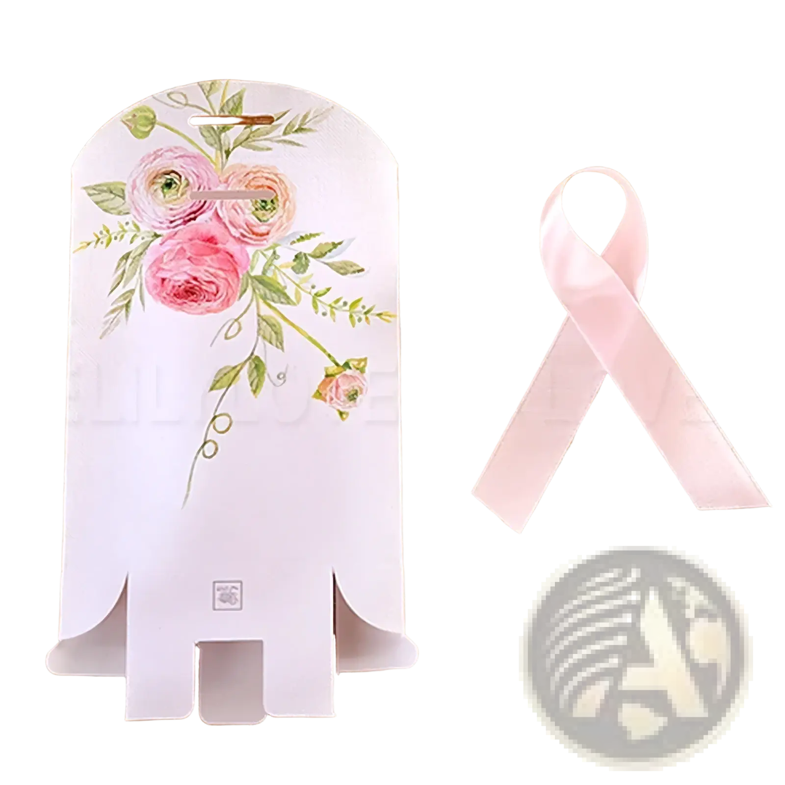 A white paper gift bag with pink roses and green leaves floral design for pink floral paper wedding favor boxes 50 pack