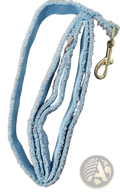 Light blue fuzzy dog leash 1.5m with gold toned metal clasp designed for comfortable and stylish pet walks