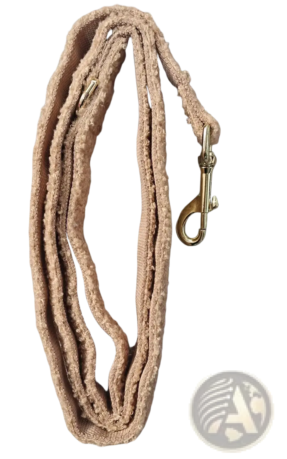 Beige textured fabric dog leash with gold-toned metal clasp 1.5m for pink fuzzy dog leash product