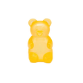A translucent yellow gummy bear sensory fidget toy with a smooth glossy surface and rounded features