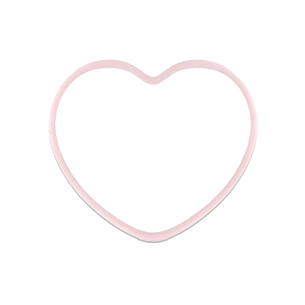 A delicate pink heart-shaped mirror with a smooth rounded frame for bridal shower and wedding favors