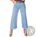 Pink high waist light-wash denim wide leg jeans with frayed hems designed for a stylish casual look