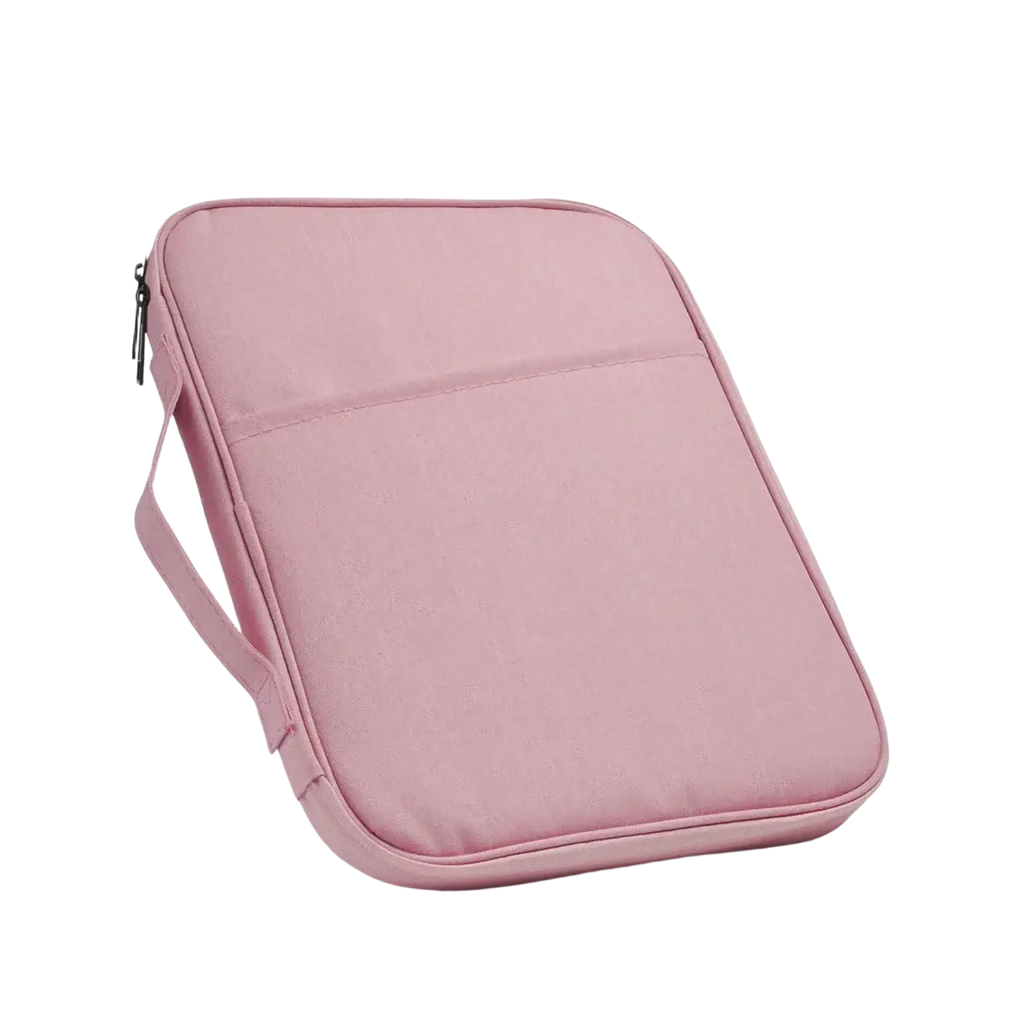 Pink laptop sleeve 11 to 13 inch splash-resistant oxford fabric padded case with zipper closure and handle