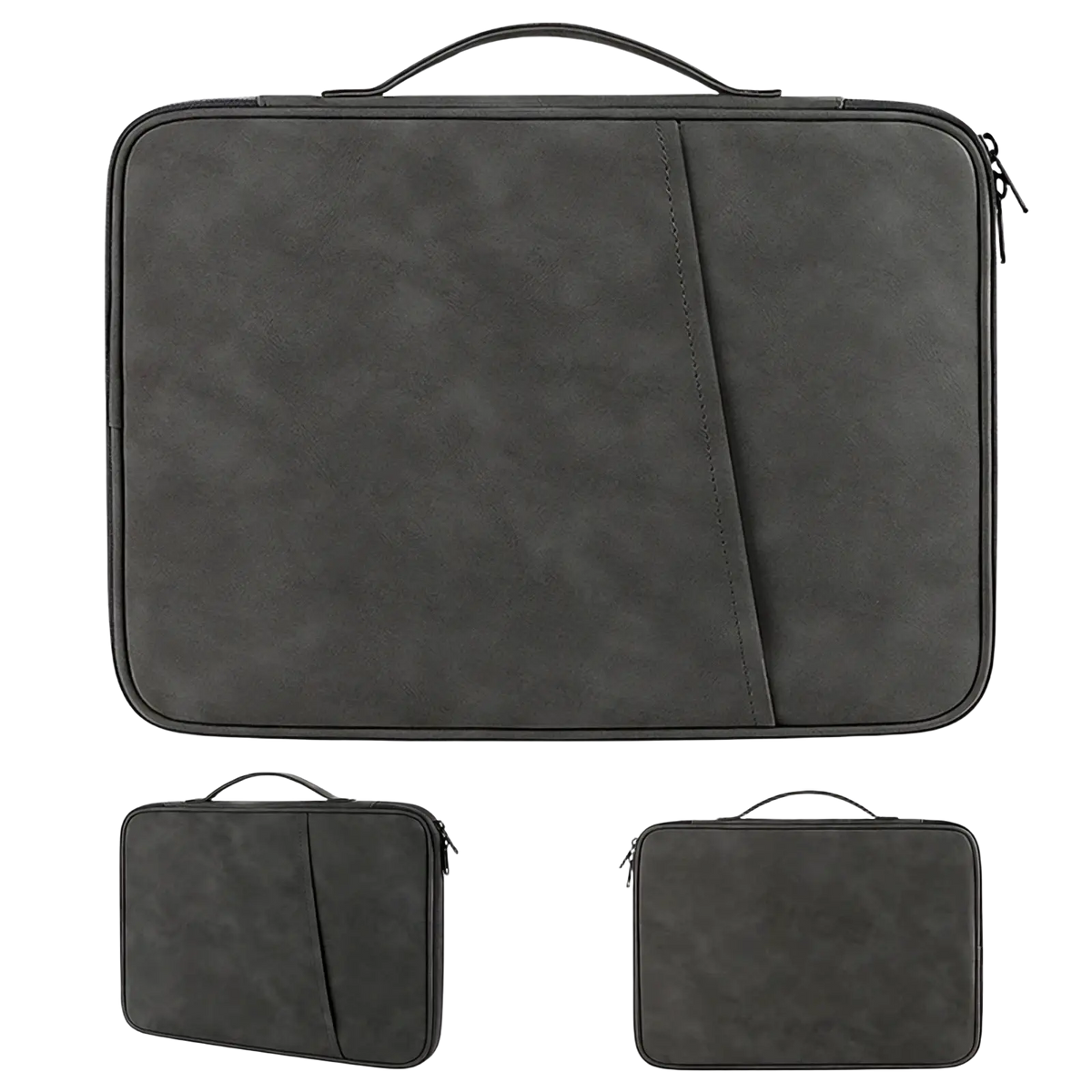 Black textured laptop sleeve with top handle and zipper closure for 11 to 13 inch laptops padded case