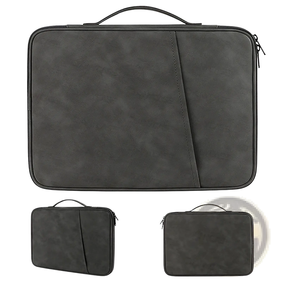 Black textured laptop sleeve with top handle and zipper closure for 11 to 13 inch laptops padded case