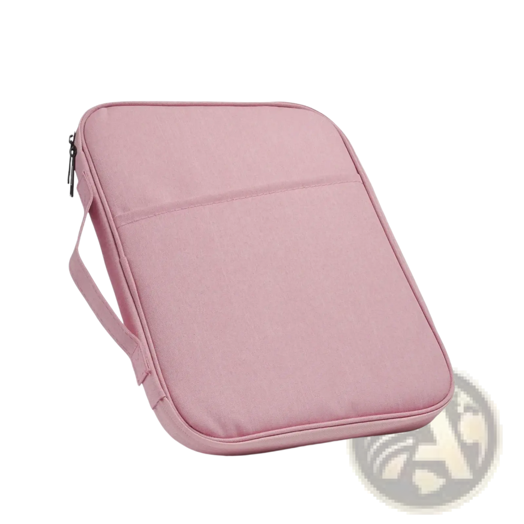 Pink laptop sleeve 11 to 13 inch splash-resistant oxford fabric padded case with zipper closure and handle