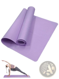 Purple yoga mat with textured surface and rolled edge for non slip fitness exercise pad 4mm thickness