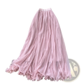 Pink pleated midi skirt with layered ruffled hem made of sheer fabric in a line y2k streetwear style