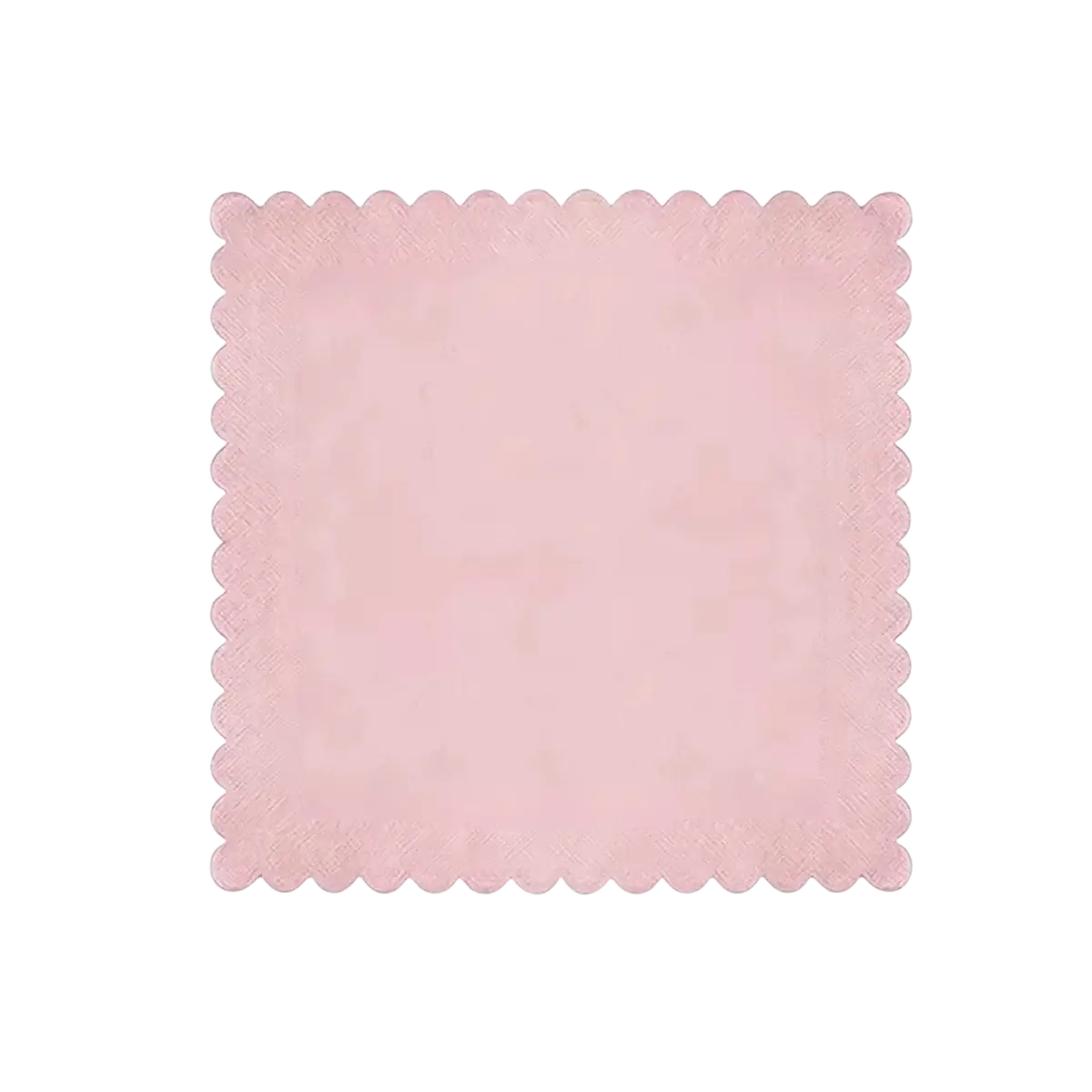 Pink scalloped-edge disposable paper dessert plate for party tableware set with a scalloped rim design