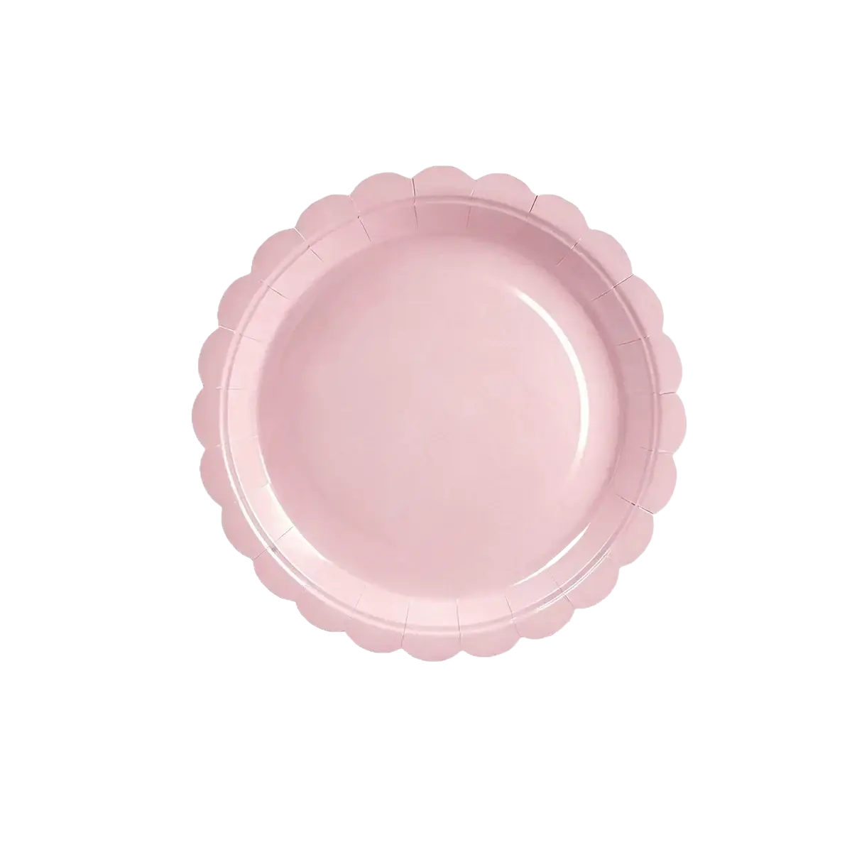 Pink scalloped disposable paper plate with scalloped edge for party tableware set