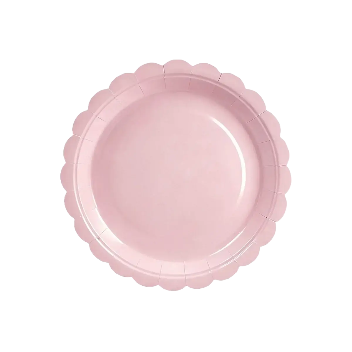 Pink scalloped disposable paper plate made of paper for party tableware set with scalloped edges