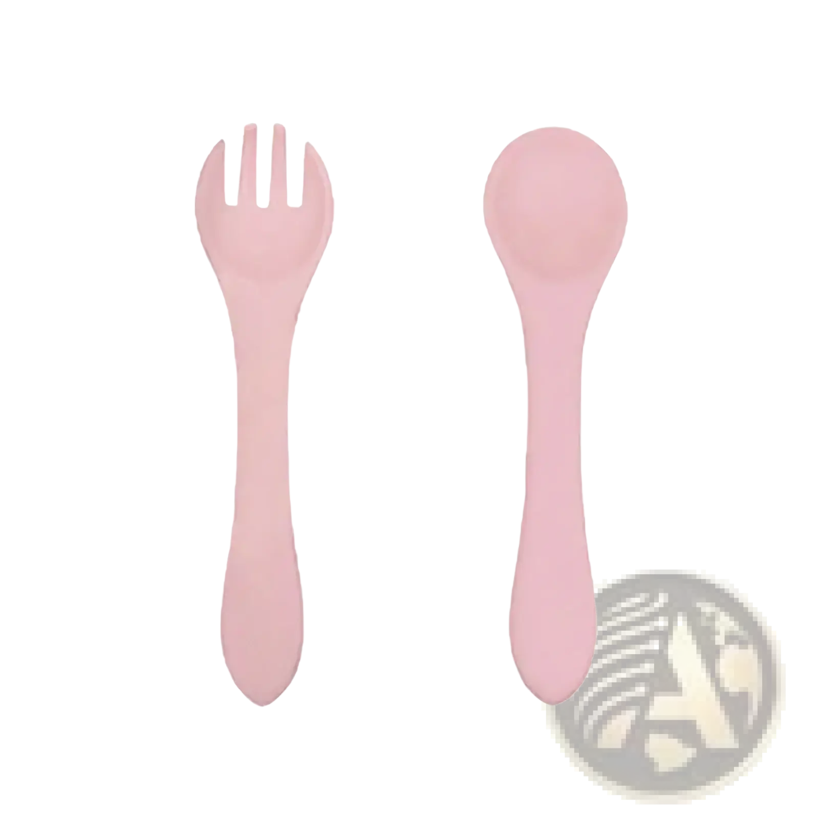 Pink silicone baby feeding set with suction base including spoon and fork for easy infant mealtime use