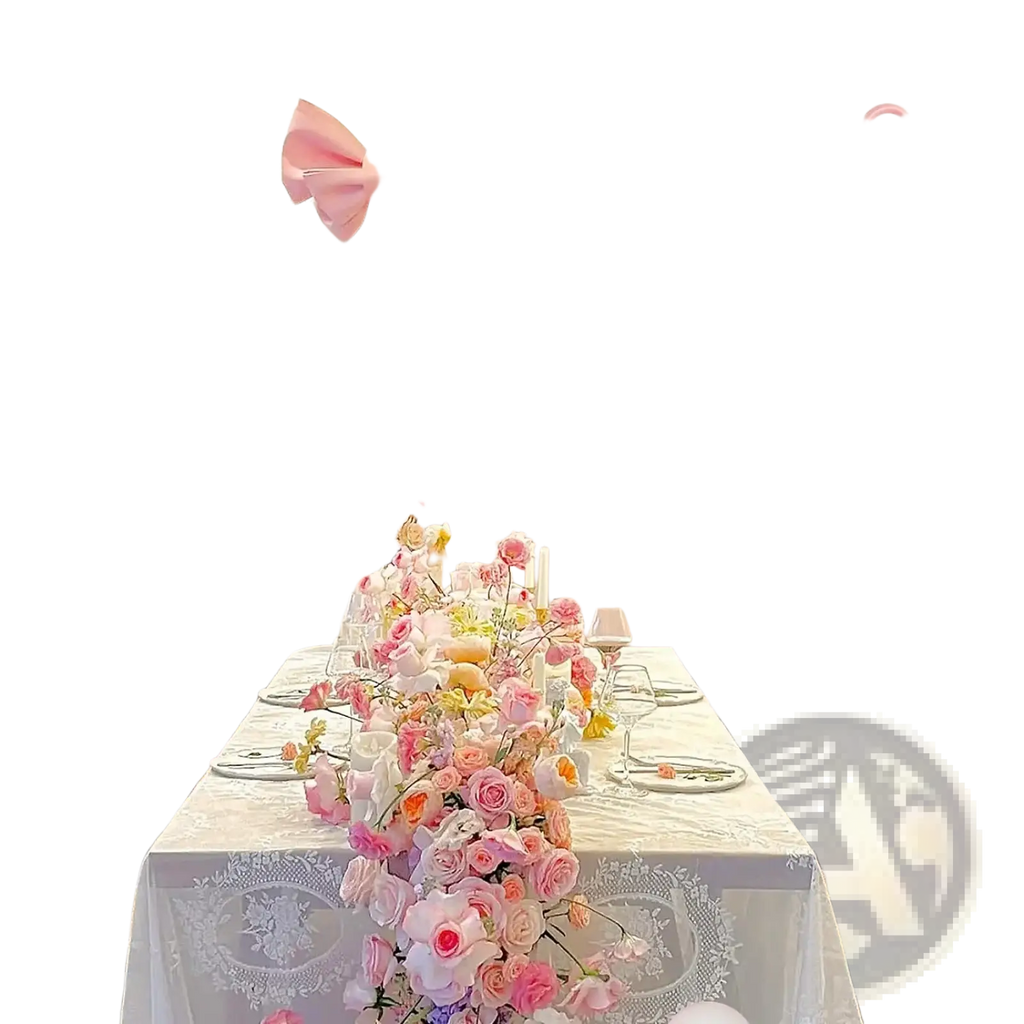 A pink and white balloon garland arch kit featuring delicate balloon bows for decorative events and celebrations
