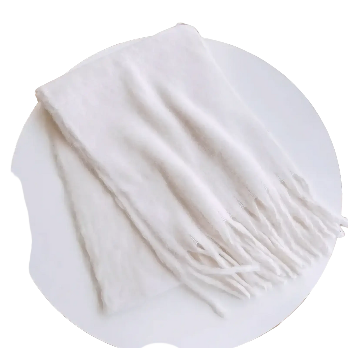 A soft white cashmere scarf with delicate fringed edges perfect as a winter cashmere scarf for women