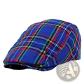 Navy blue plaid painter hat flat cap with red green and white stripes for stylish casual wear