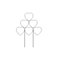 Black wire heart-shaped metal trellis with six hearts in pyramid formation for plant support and climbing plants accessories