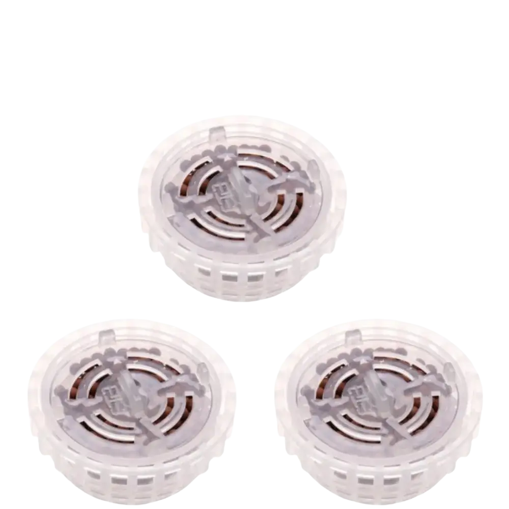 Clear plastic circular aquarium moss ball holder and filter dome with gray maze-like internal design diffuser