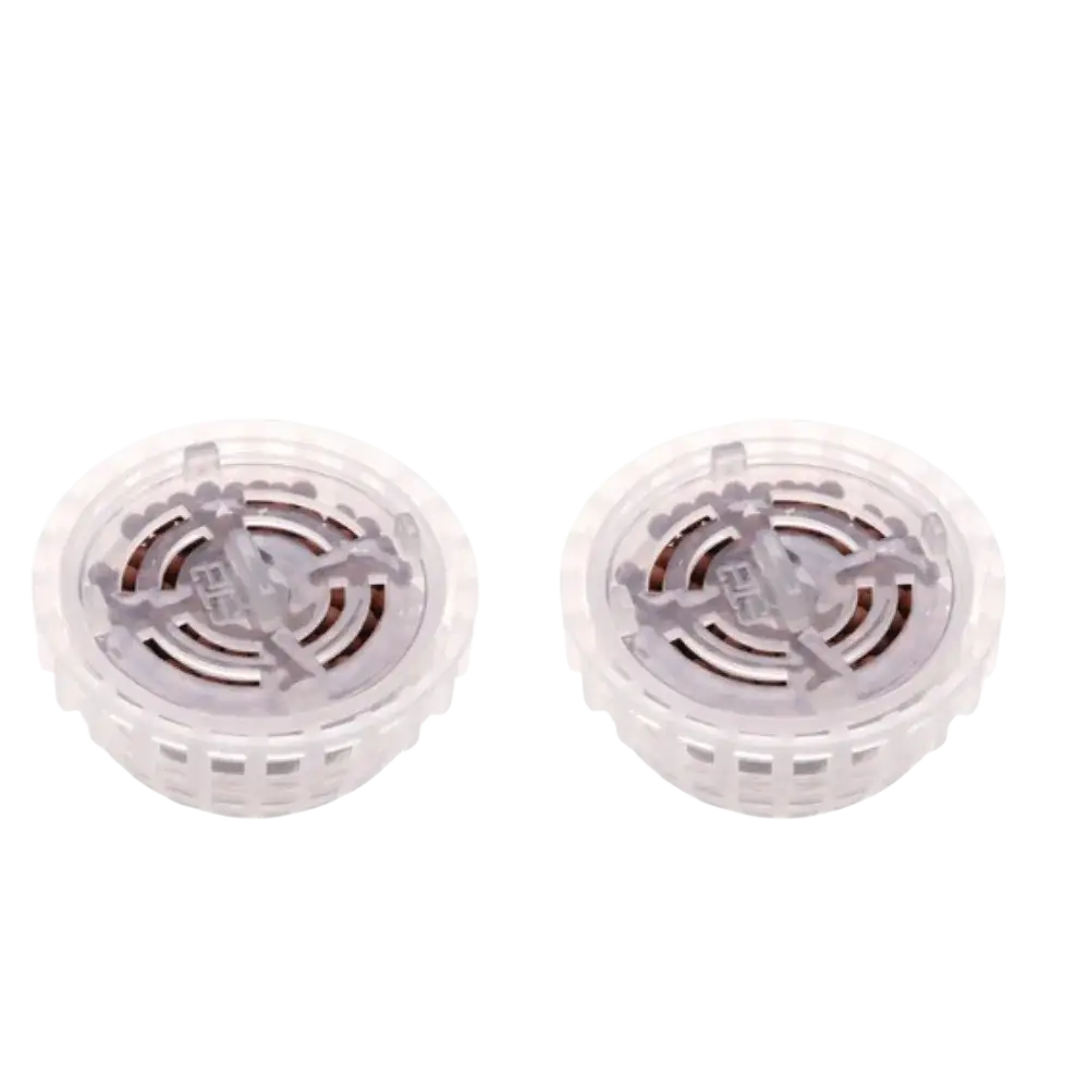 Clear plastic circular aquarium moss ball holder and filter dome with textured grid pattern and central perforated design
