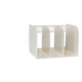 White three-compartment plastic desk organizer made of eco-friendly material for book storage and office use