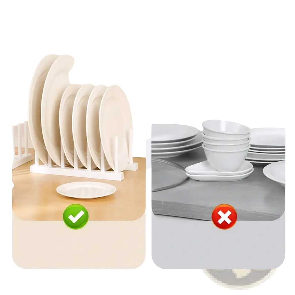 White plastic plate rack plastic dish drain rack and kitchen organizer designed for efficient dish drying and storage