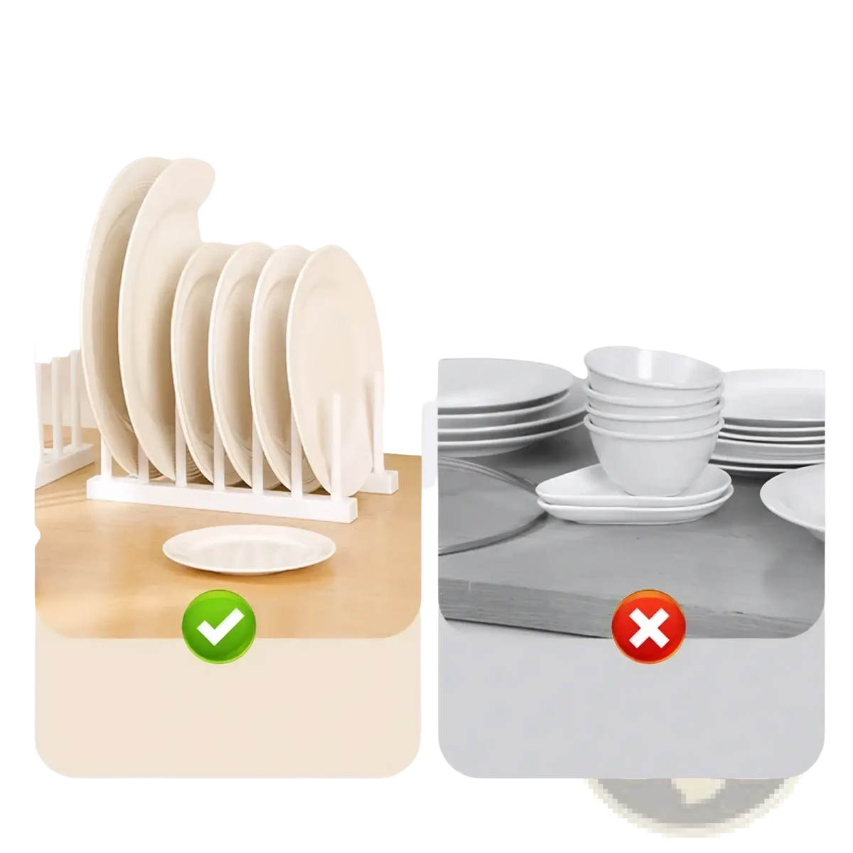 White plastic plate rack plastic dish drain rack and kitchen organizer designed for efficient dish drying and storage