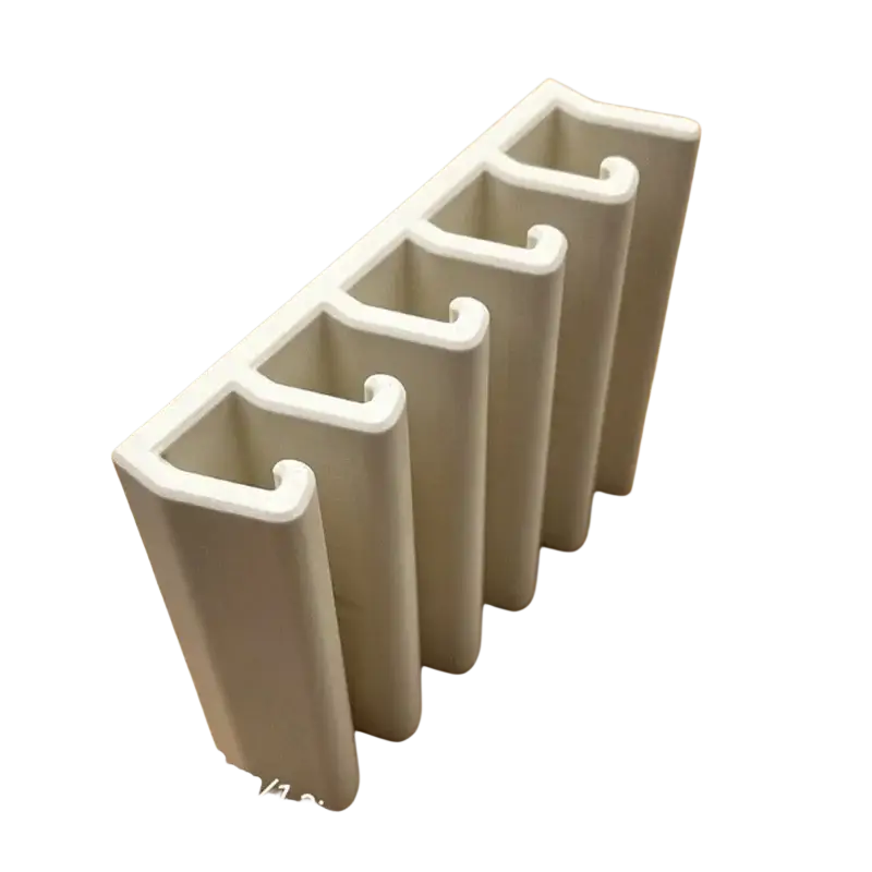 White plastic food container lid holder with five vertical slots wall-mounted under shelf rack design