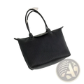 Black pleated leather tote bag with structured handles sleek modern design minimalist pu leather shoulder bag