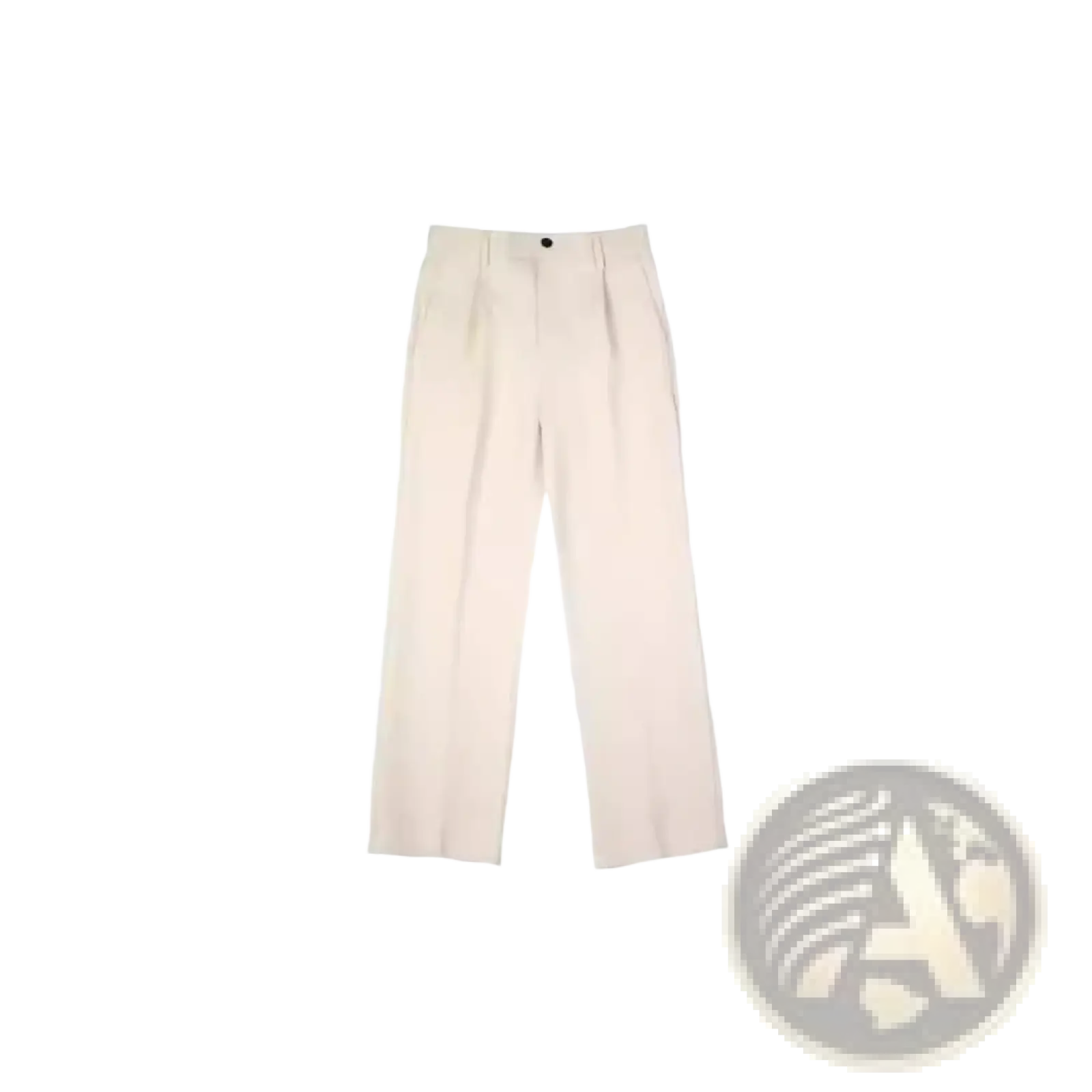 Cream-colored pleated straight leg draping loose pants featuring a minimalist design in soft breathable fabric
