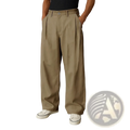 Khaki pleated wide leg casual pants for men with relaxed fit made from comfortable fabric for everyday wear
