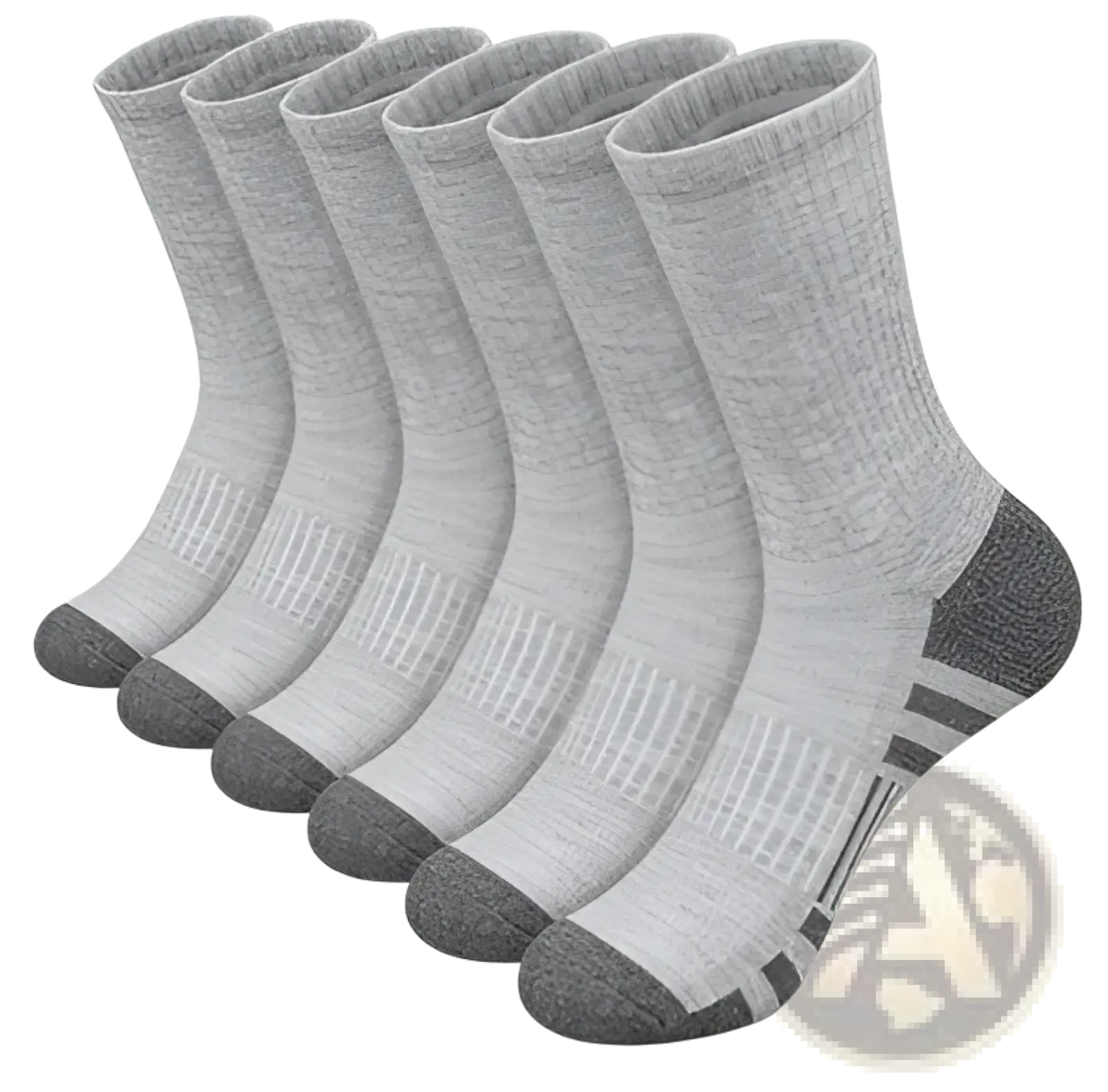 Plus size gray athletic crew socks with reinforced heel and toe breathable cotton with subtle side stripes