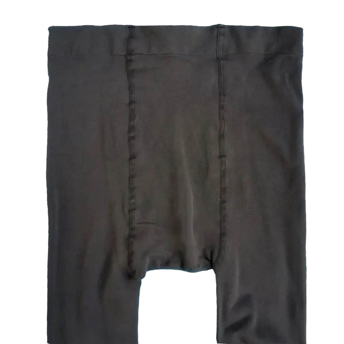 Plus size black fleece leggings featuring seamless smooth stretchy fabric and reinforced center seam stitching
