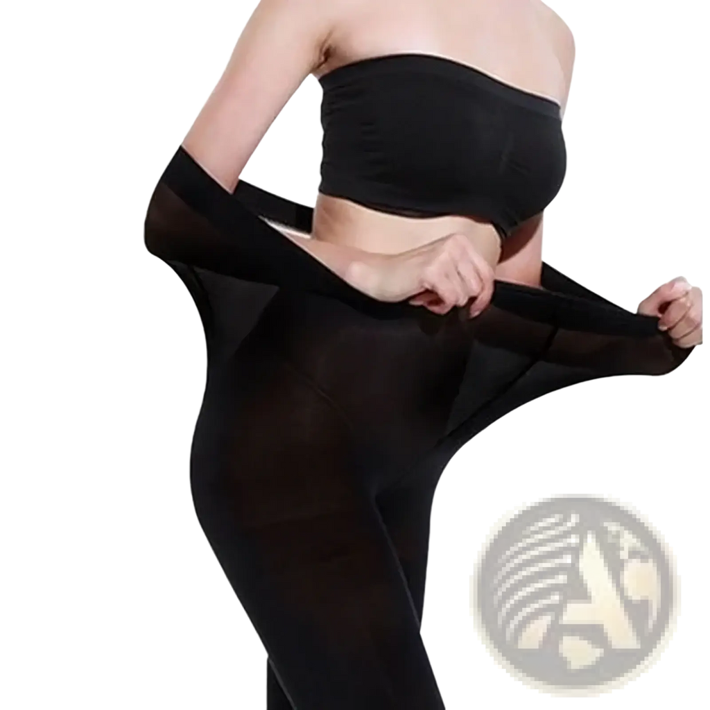 Plus size black fleece leggings featuring a seamless, form-fitting design made of sheer fabric