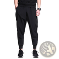 Plus size mens athletic jogger pants in black with a relaxed fit and elastic cuffs ideal for workout and casual wear